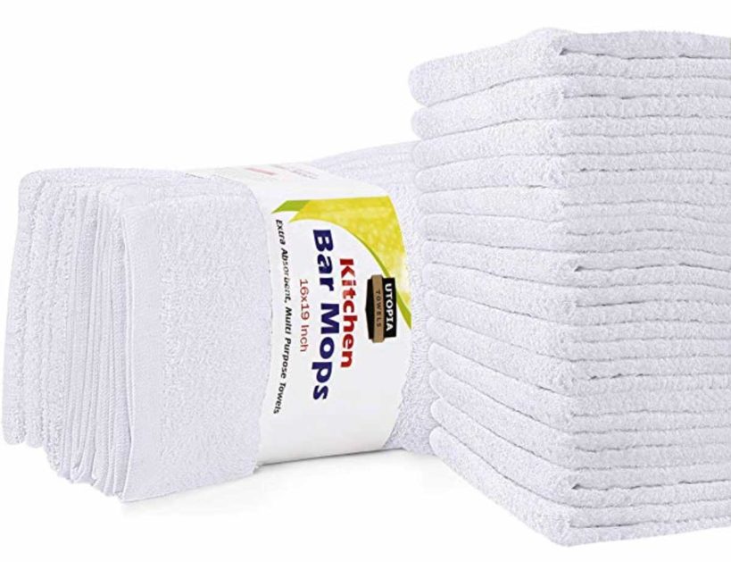 White cotton bar towels are excellent for cleaning
